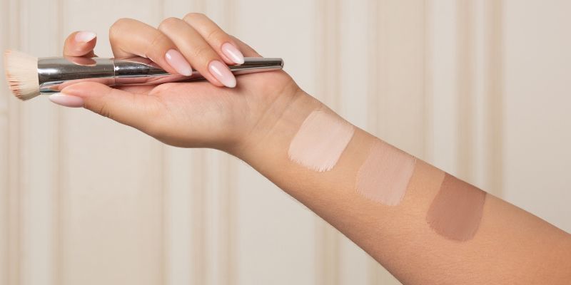 Foundation swatches on forearm