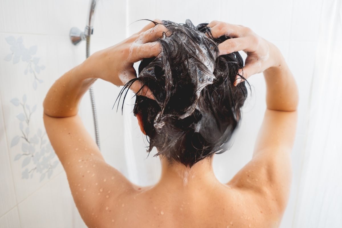 Woman washing hair